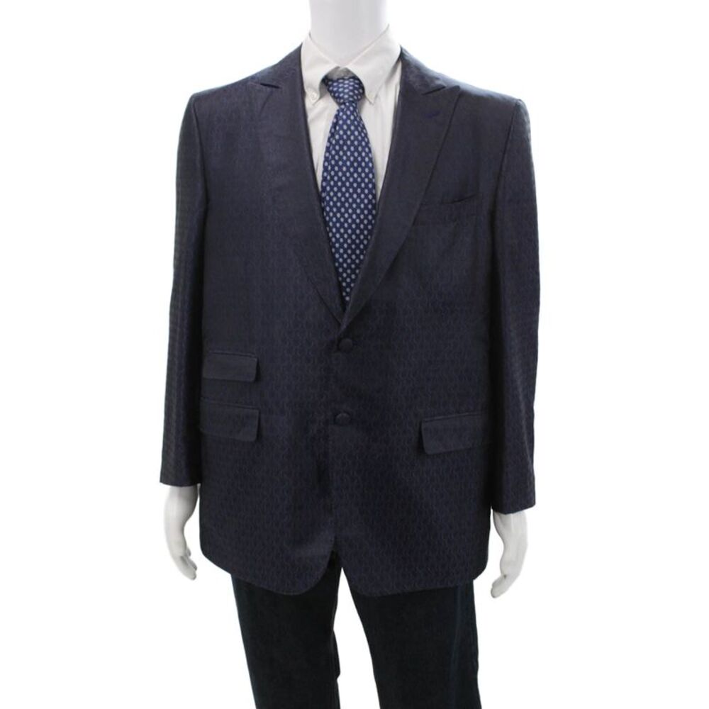Victor Talbots Men Suit Jacket Dark Blue Paisley Button 100% SE Size 54